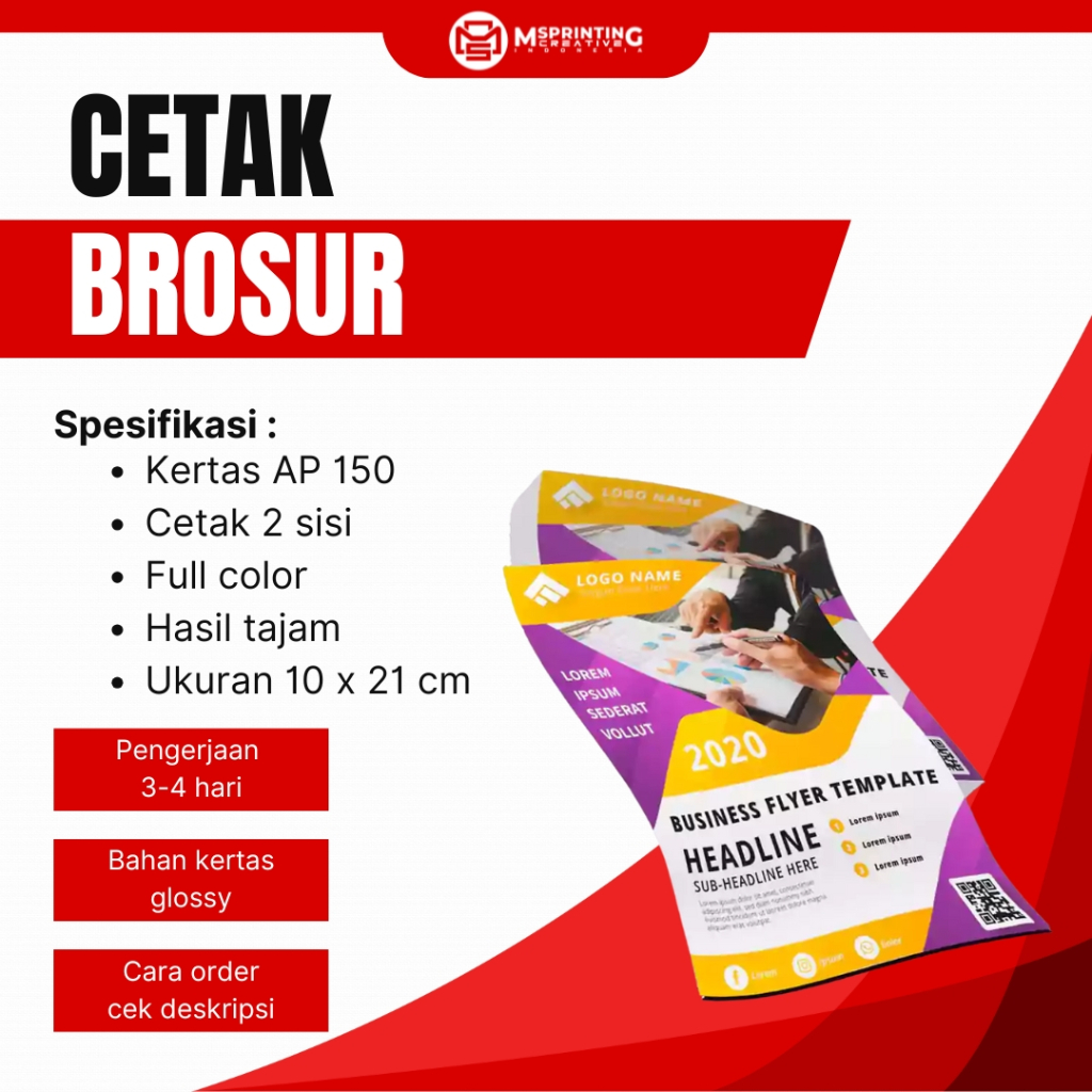 CETAK BROSUR PROMOSI 10 x 21CM 1 LEMBAR 2 SISI