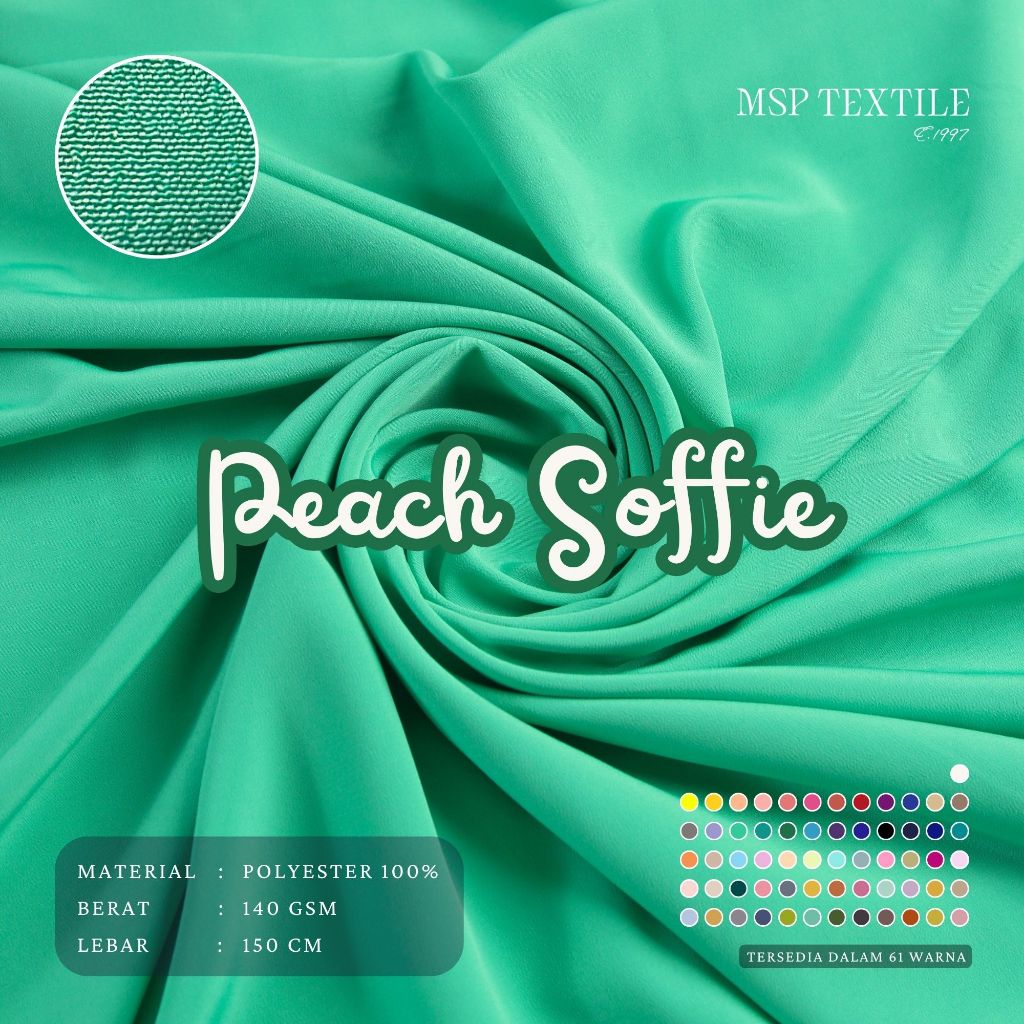 PEACH SOFFIE KAIN POLYESTER BAHAN UNTUK GAMIS TUNIK PASHMINA MUKENA KERUDUNG CELANA ROK KULOT