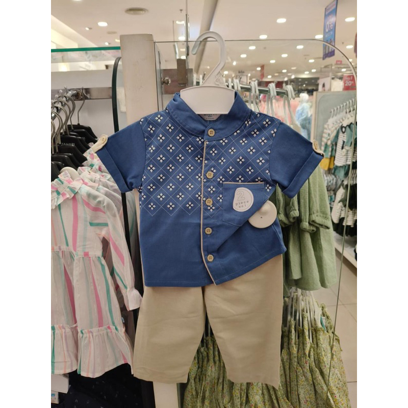 Setelan Koko Little M Baby Warna Biru Navy Set Koko Mooi Matahari Brand Baju Lebaran Anak Laki-laki