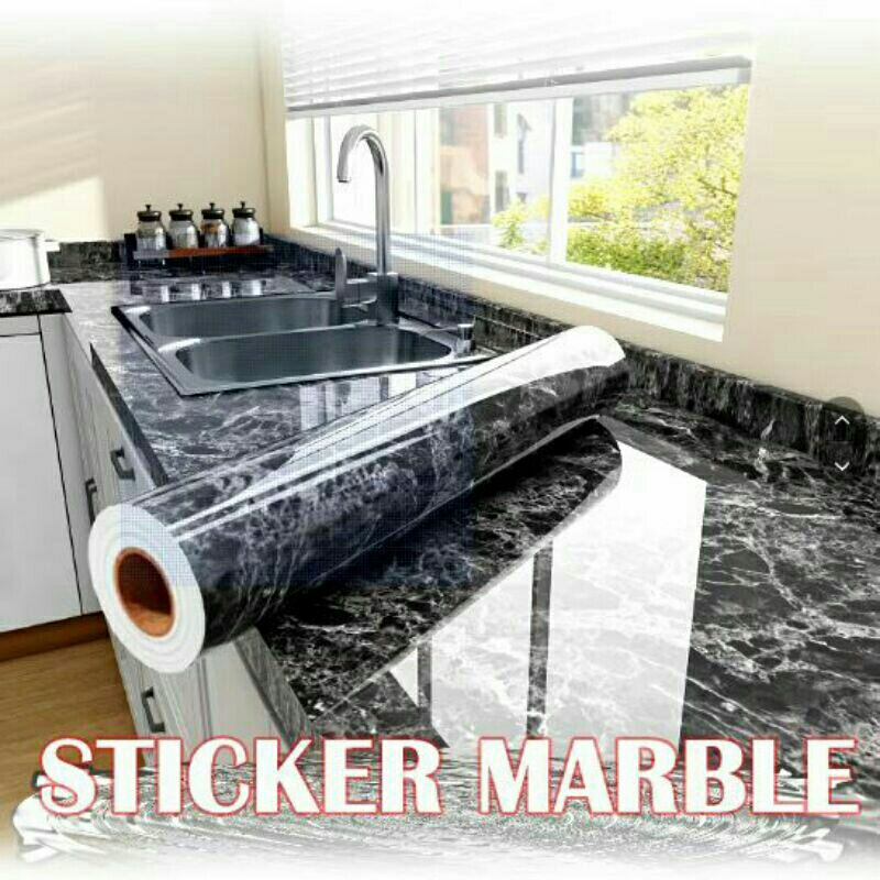 (SKY)WALLPAPER ROLL(60X300CM)ANTI AIR MOTIF MARMER KERAMIK MARBLE WATERPROOF READY BATAM GOSEND MURA