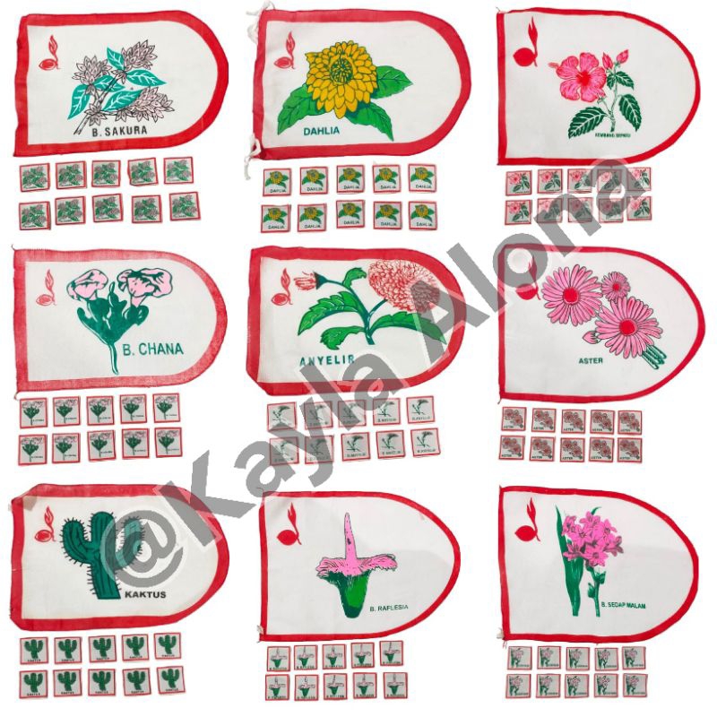 ( 1 Paket = isi 10 Bet Regu + 1 Bendera Regu ) REGU PRAMUKA Nama² BUNGA (WOVEN)
