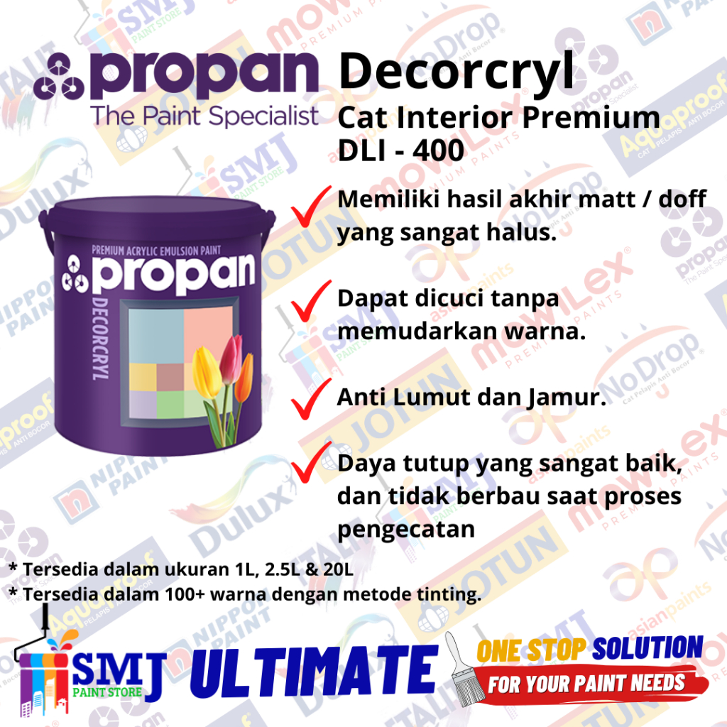 Cat Tembok Anti Noda PROPAN DECORLOTUS DLI 480 Tinting 20L