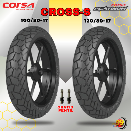 Sepasang Ban Motor MOGE (Motor Batangan) CORSA CROSS S 100/80-120/80 Ring 17 Tubeless