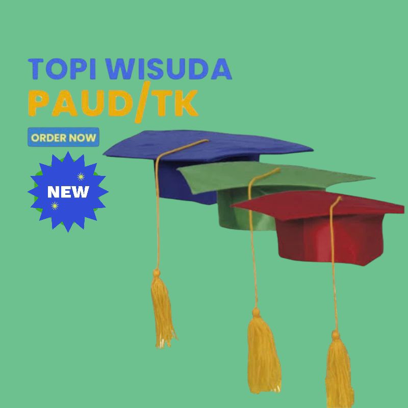 Topi Toga Wisuda Paud-TK warna biru maron hitam hijau