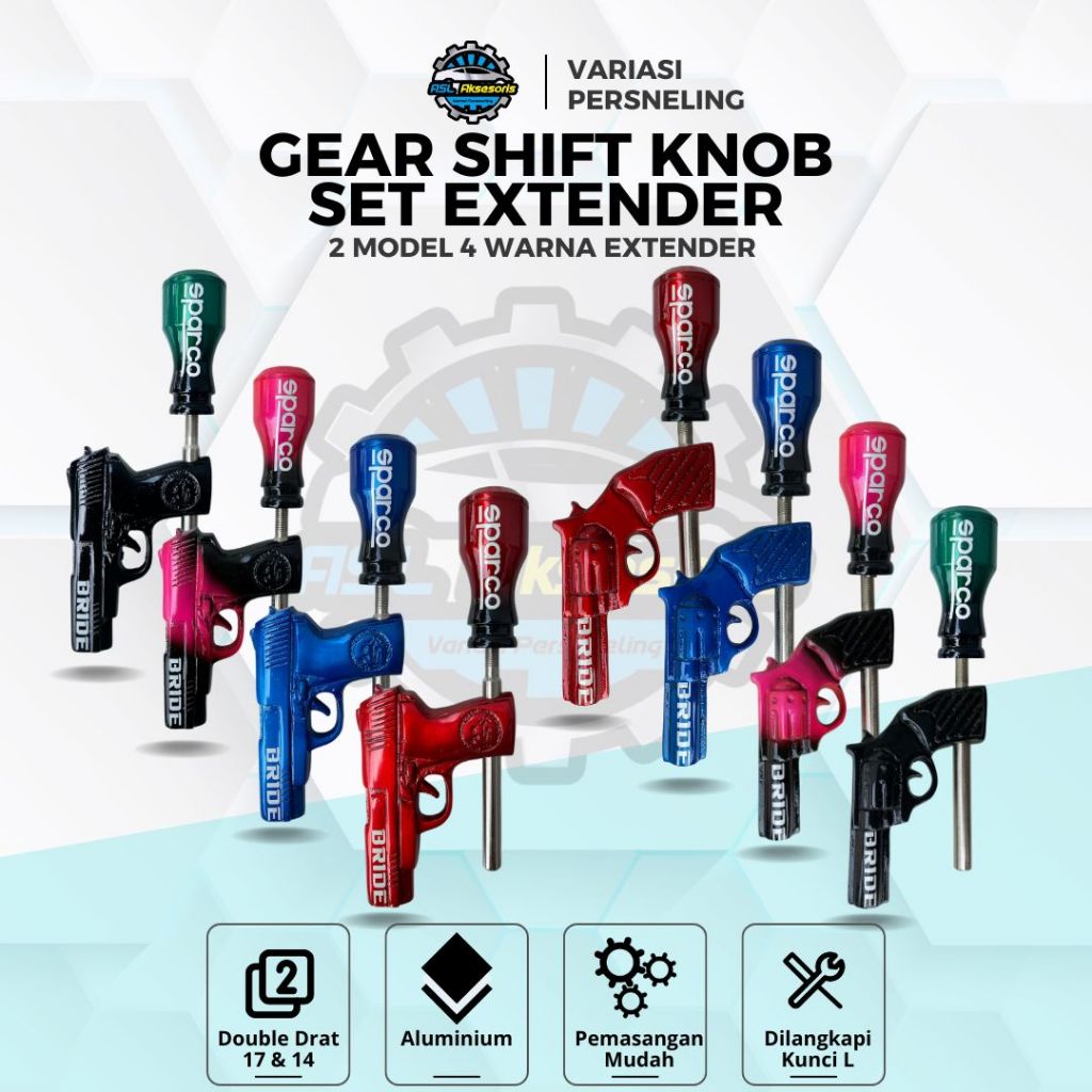 Shift Knob Ekstender Mobil Set Tuas Persneling Burn Tip Alumunium tuas kepala knop knob + tiang stik