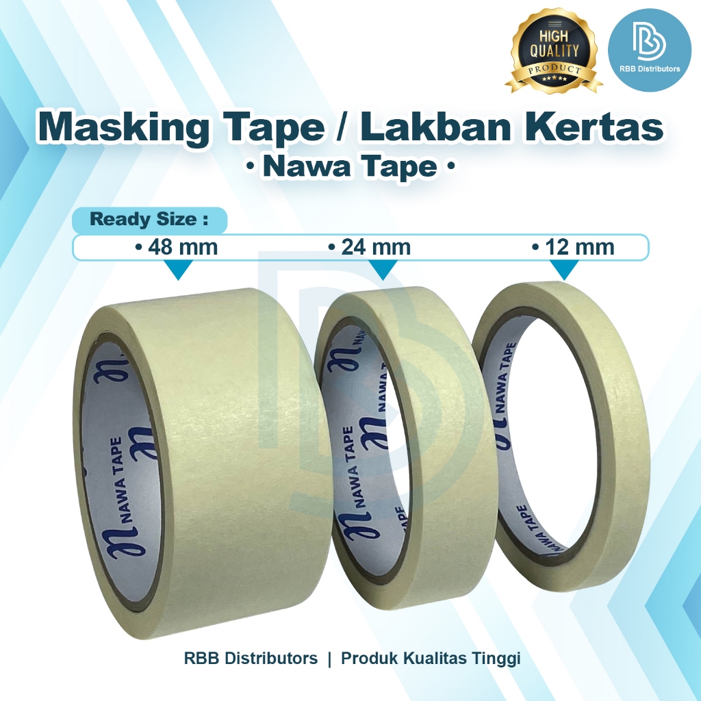 

Lakban Kertas / Masking Tape Nawa 12mm 24mm panjang 21meter