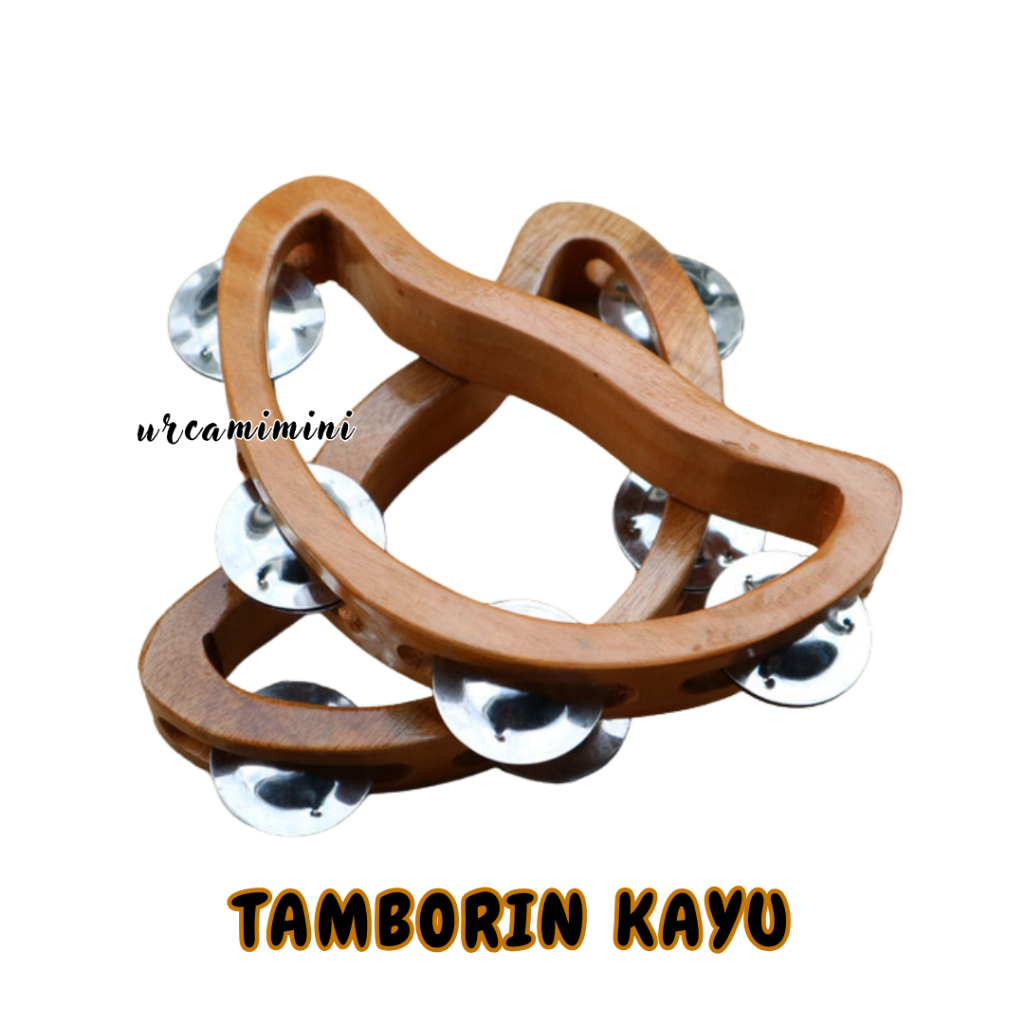 Tamborin 4 Sabit / Alat Musik Perkusi Tamborin Kayu Mainan Anak Icik Icik
