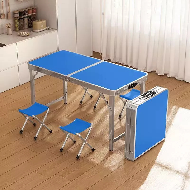 Meja Lipat Portable Kaki Kotak Bulat Meja Makan Hpl Meja Lipat Jualan Meja Koper Serbaguna