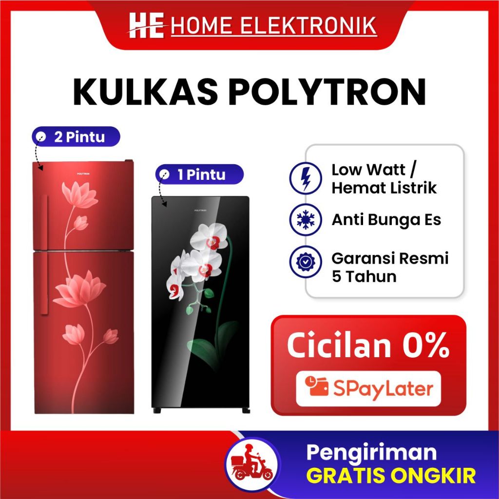 Kulkas Polytron 1 pintu / 2 Pintu Garansi Resmi
