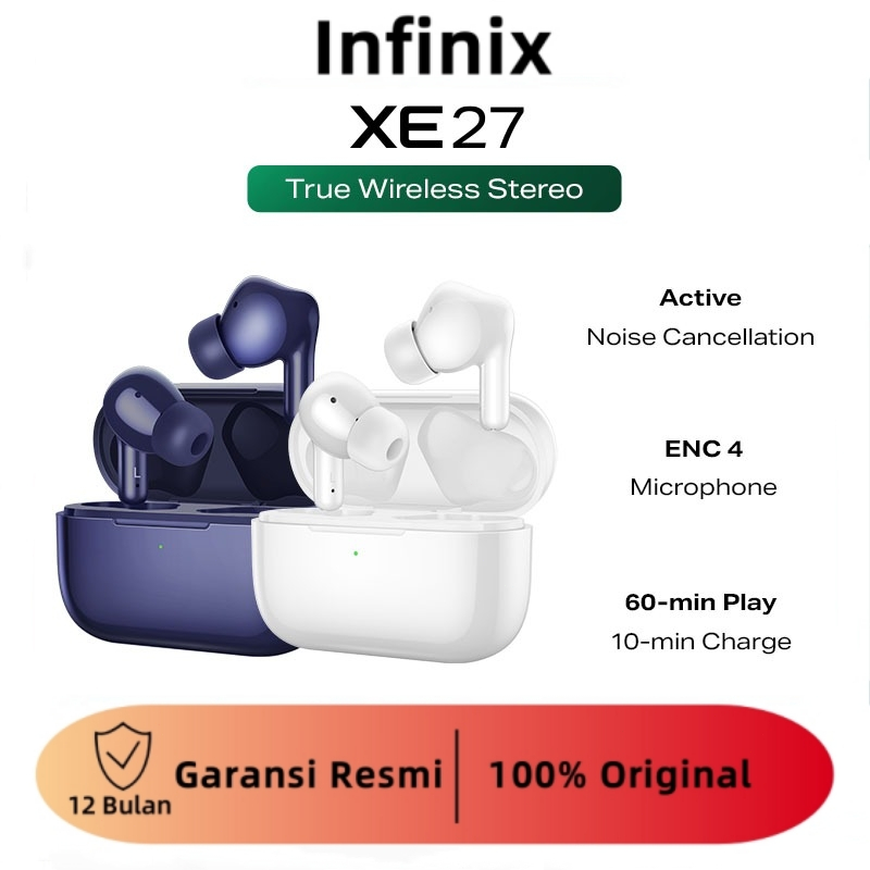 Infinix headset bluetooth earphone bluetooth TWS XE27 Active Noise Cancellation True Wireless Stereo