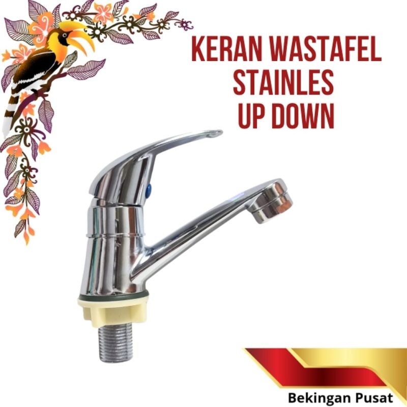 Keran Tembok/ Kran Wastafel Stainles Steel UP DOWN 1/2"