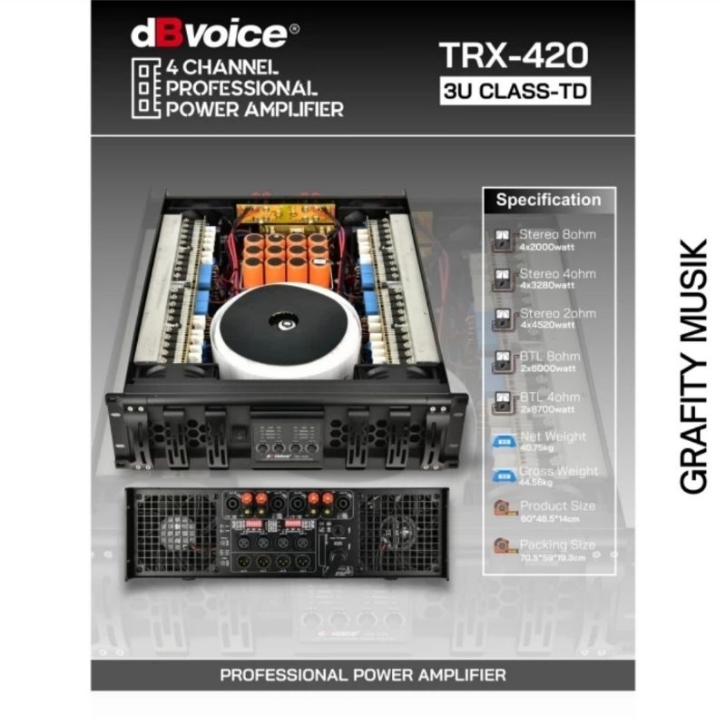Power Amplifier dBVoice TRX 420 Original Product Amplifier dB Voice TRX-420 Class TD 4 Channel
