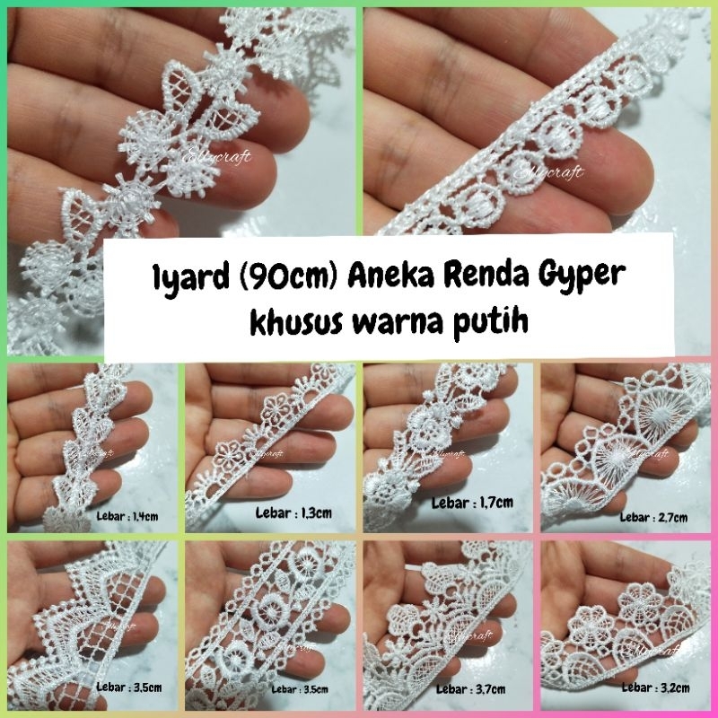 1Yard (90cm) Renda Gyper/Renda Gyper Putih