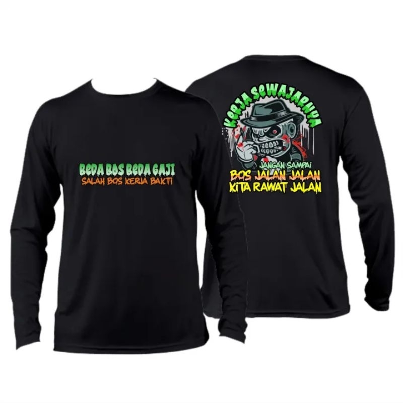 KAOS LENGAN PANJANG HITAM KEREN KERJA SEWAJARNYA