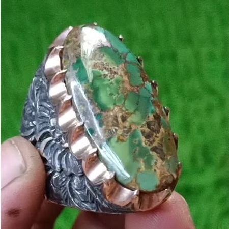 Pirus Persia hijau gradasi jumbo lawasan serat berakter ring perak