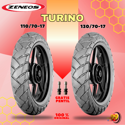 Paket Ban Motor Adventure Touring Zeneos Turino 110/70 + 130/70 Ring 17 Tubeless