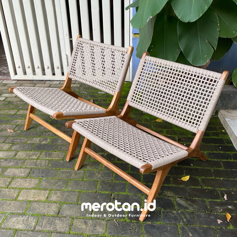 Lazy Chair Jati / Kursi Malas Jati Anyaman Tali Rope / Kursi Santai Jati