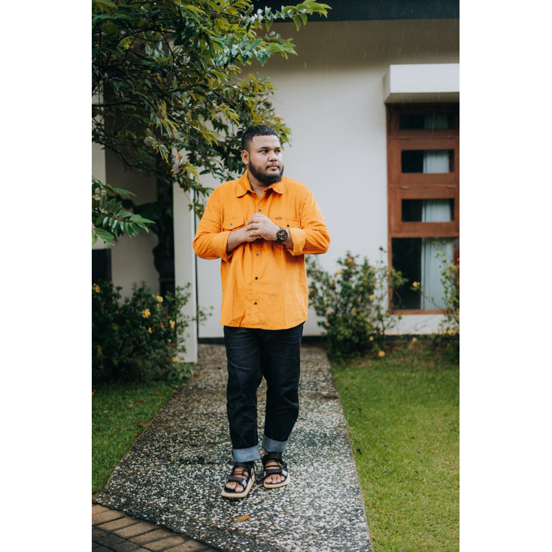 Fatgoods Kemeja Corduroy Panjang pria Mustard
