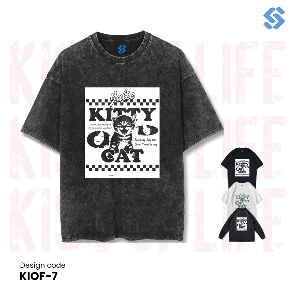 SANZ kaos KISS OF LIFE | stonewashed washed sandwash t-shirt | black white longsleeve | KIOF-7