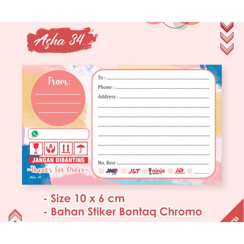 

STIKER PENGIRIMAN OLSHOP DROPSHIPPER READY ASHA 34