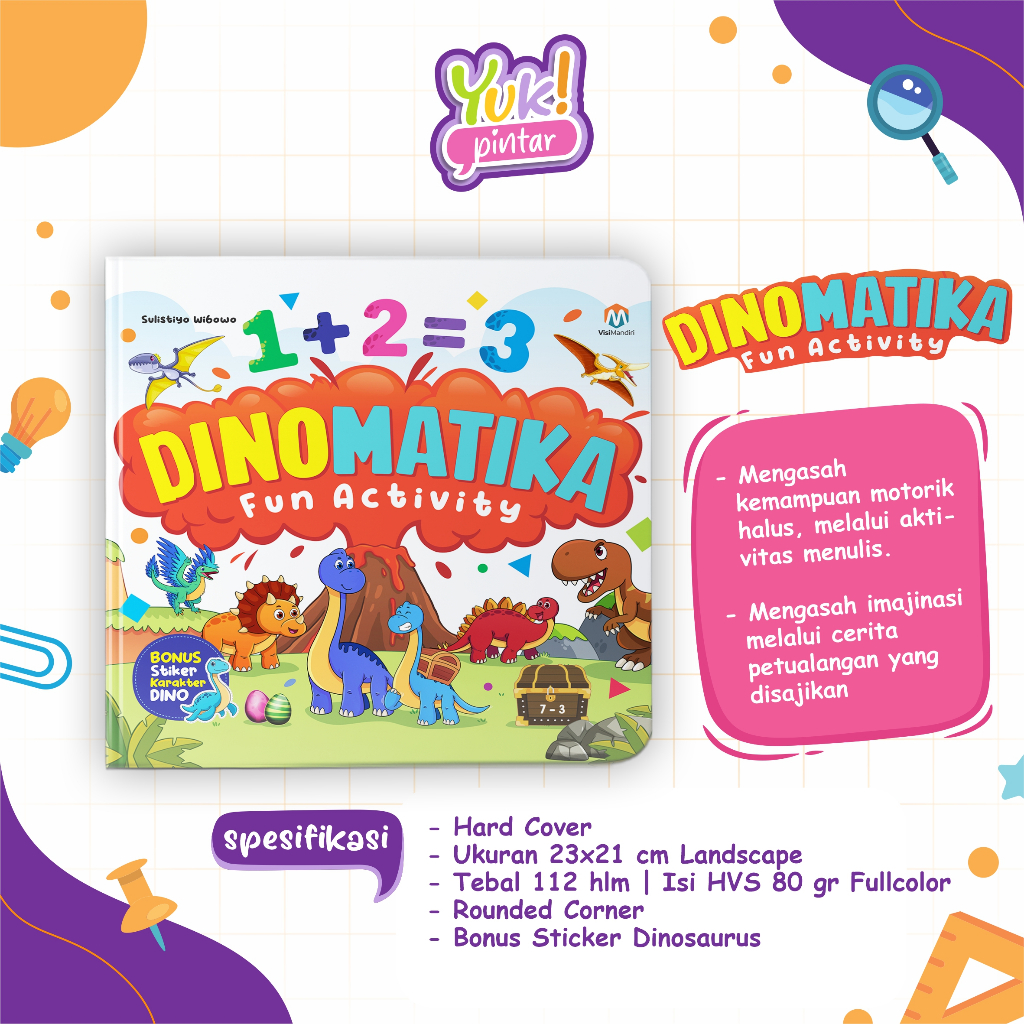 Ziyadbook Official buku ensiklopedia Dinomatika belajar berhitung menulis anak tk bergambar