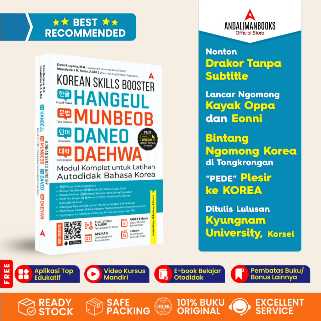 BUKU Belajar Bahasa KOREA Terlengkap dan Terbaru  - Korean Skills Booster
