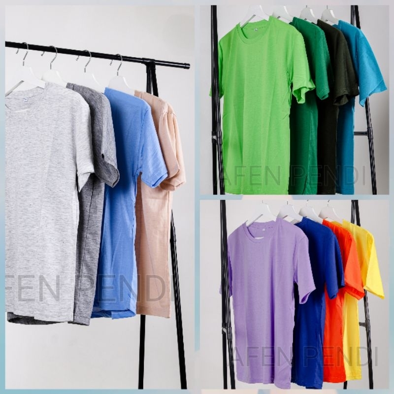 kaos polos baju polos dewasa size m l xl xxl xxxl jumbo warna abu terang kuning kenari hijau fuji hi