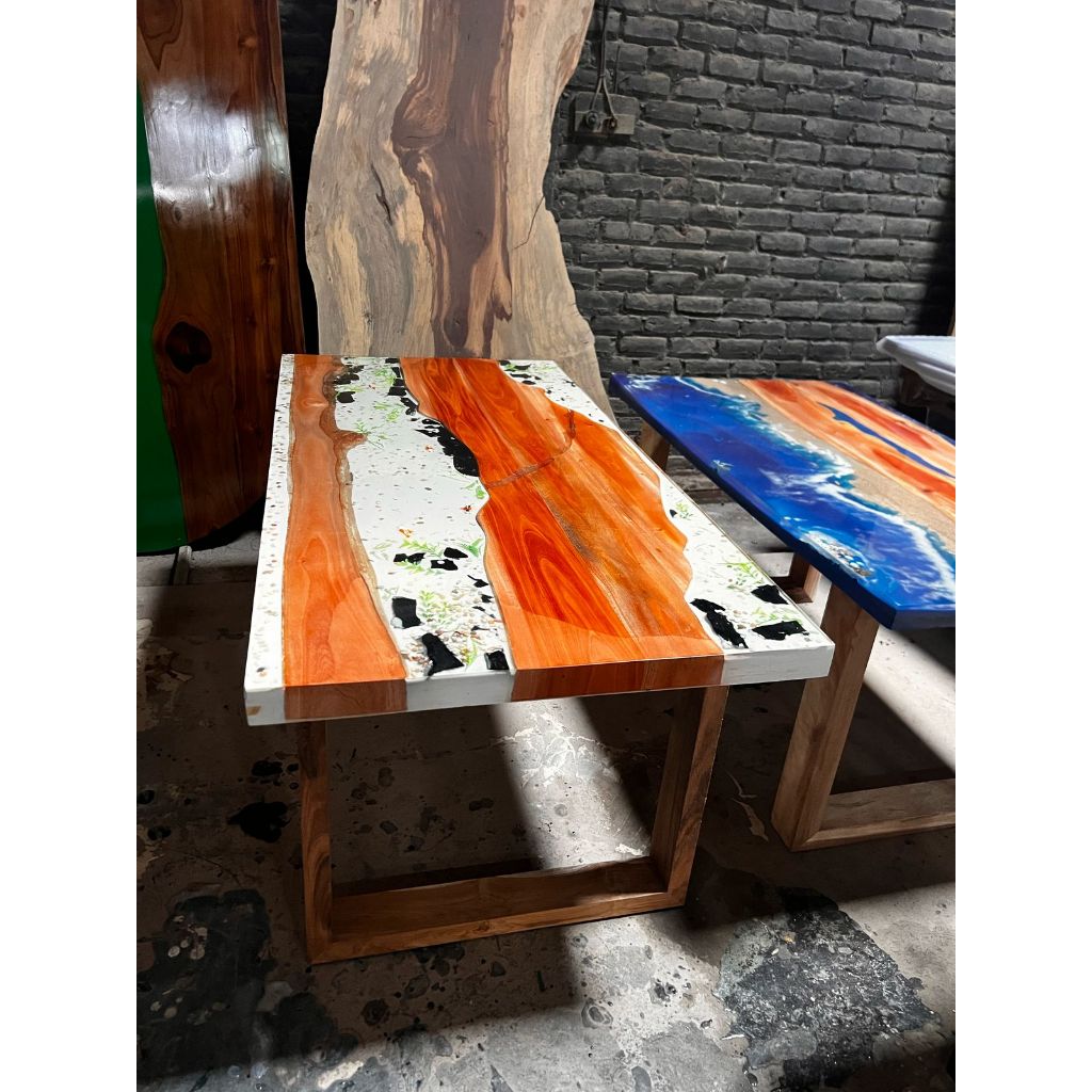 READY STOCK MEJA MAKAN RESIN meja makan meja resin epoxy meja makan