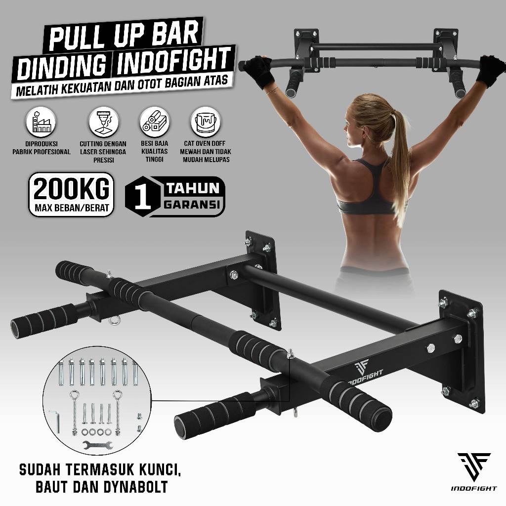 Alat Pull Up Dinding Indofight Tiang Gantungan Chin Up Besi Pull Up Bar Gantungan