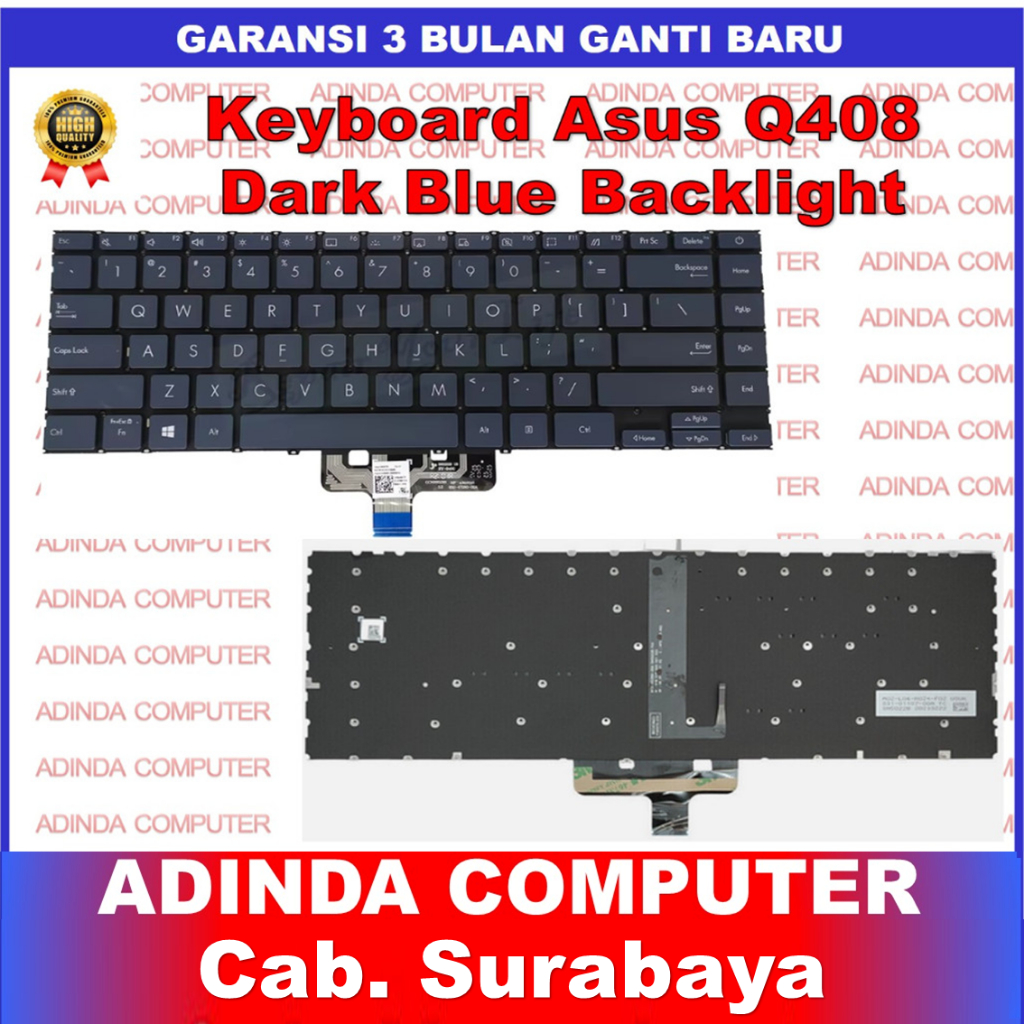 Keyboard Asus Zenbook 14 Q408 Q408U Q408UG Q407 Q407I Q407IQ Dark Blue