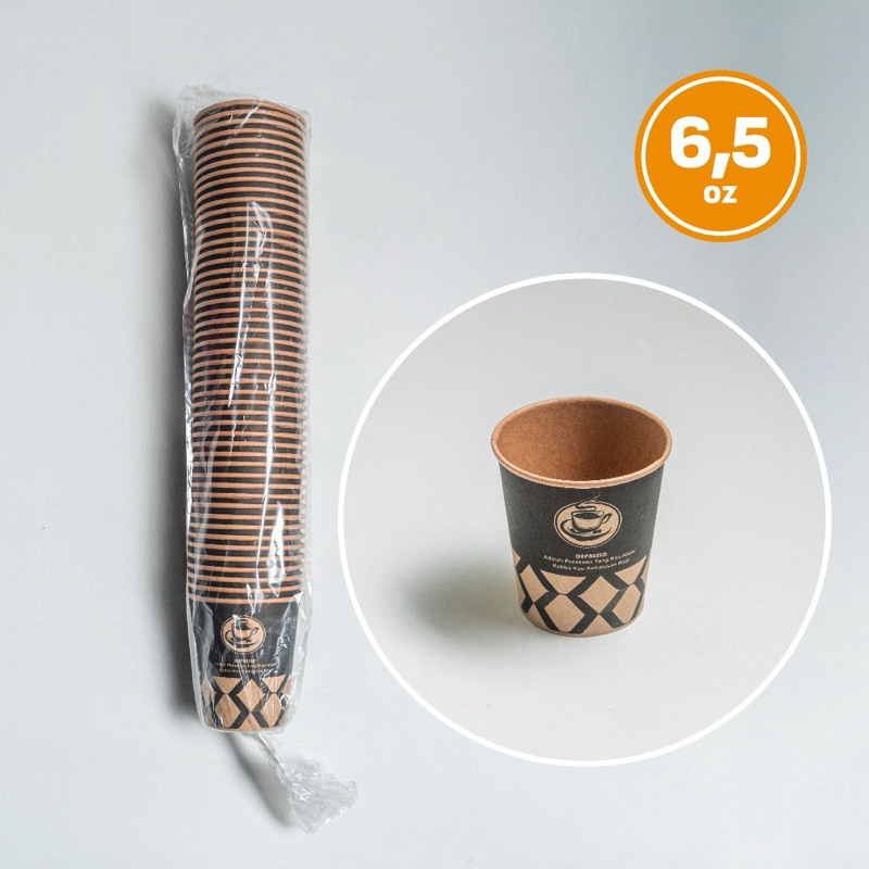 Paper Cup Kraft Coklat merek oolala: ISI 50 Pcs (1 Slop)