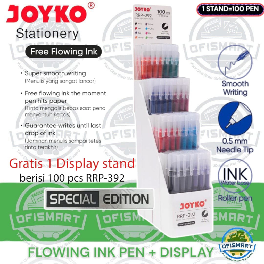 

Joyko Roller Pen Gel 0.5mm Rol RRP-392 | @1 SET Display Acrylic = 100 Pen