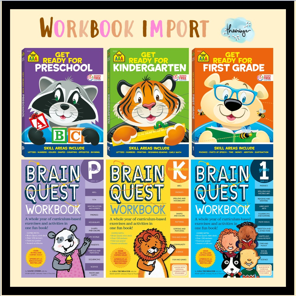 

RB Workbook Leap Ahead English Math Preschool / Kindergarten First Grade PreK Activity Book Brain