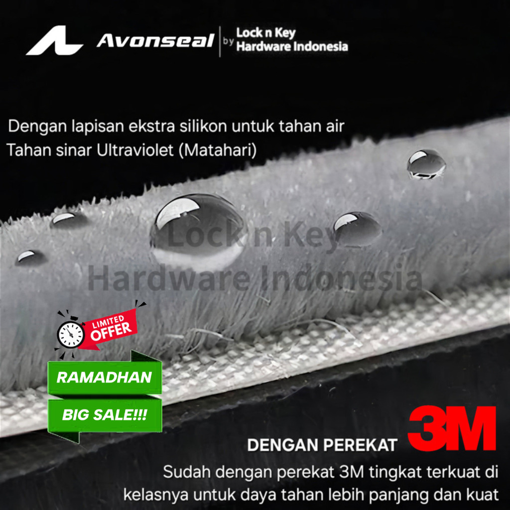 AVONSEAL UAD61 Mohair Moher door seal bulu perekat 3M celah pintu dan jendela