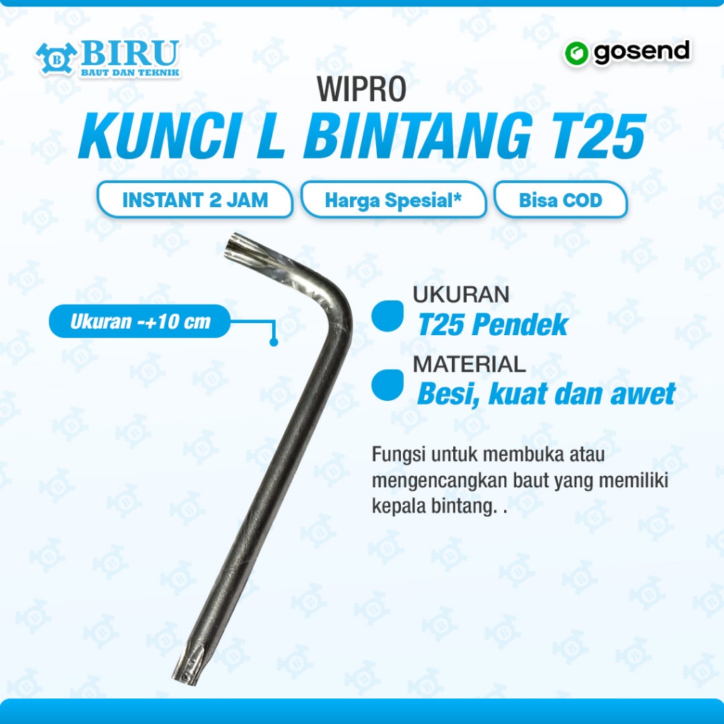 Kunci L Eceran WIPRO Short Pendek Kunci L Ecer Bintang Torx CR-V - T25