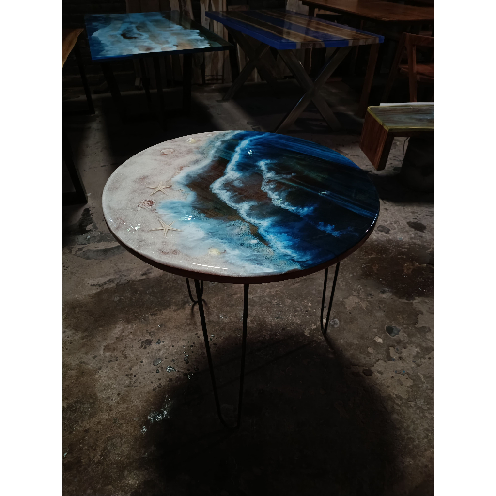 READY STOCK- MEJA MAKAN meja tamu meja hias meja teras meja bundar meja resin