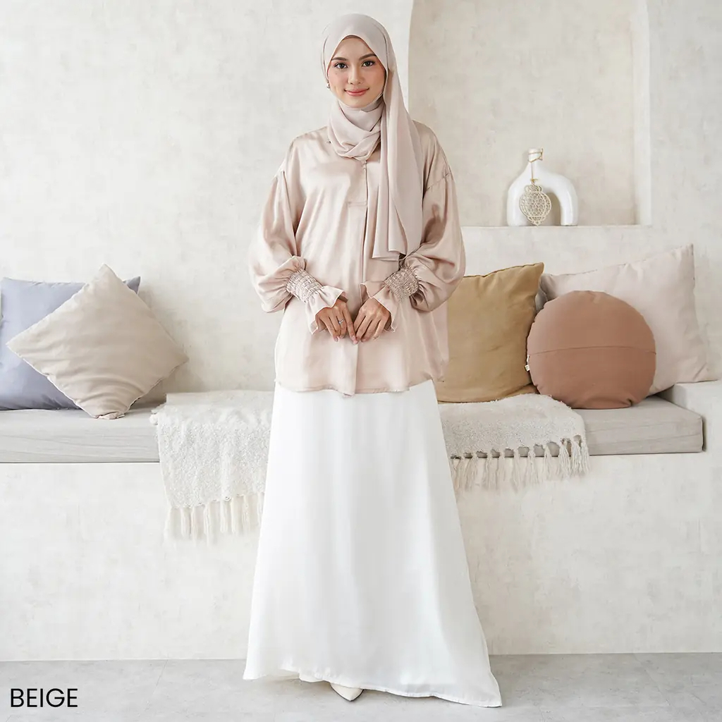 Blouse Satin Wanita/Blouse Syafira Satin Lengan Panjang