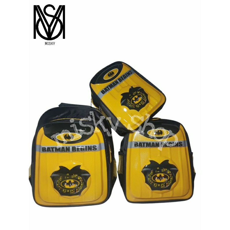 Miskyshop24/BATMAN KUNING TAS ANAK SEKOLAH KARAKTER 3D TIMBUL LED PAUD TK DAN SD