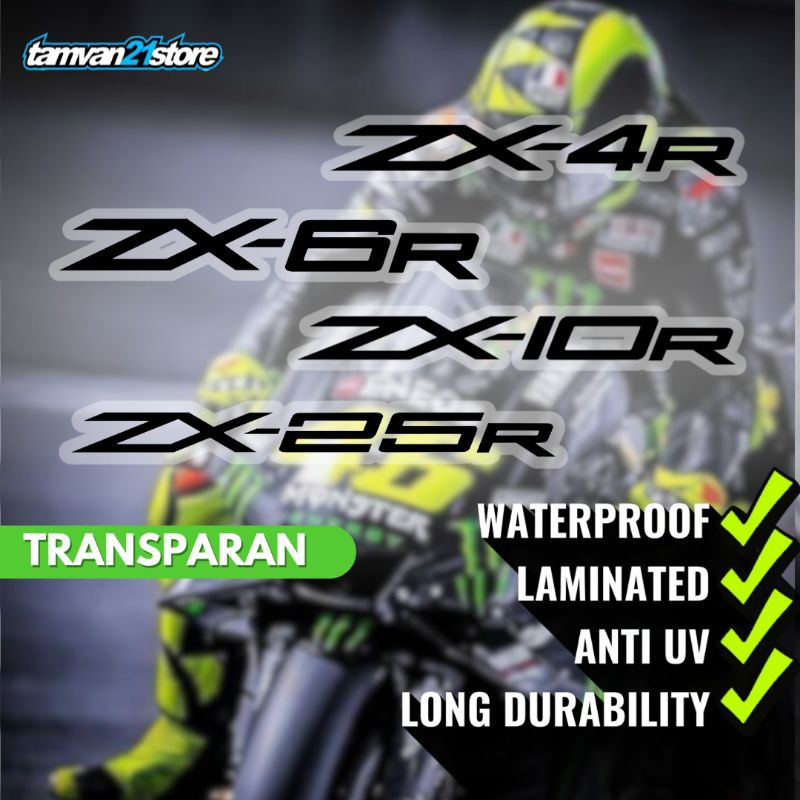 STICKER LOGO ZX4R ZX6R ZX10R ZX25R KAWASAKI TRANSPARAN