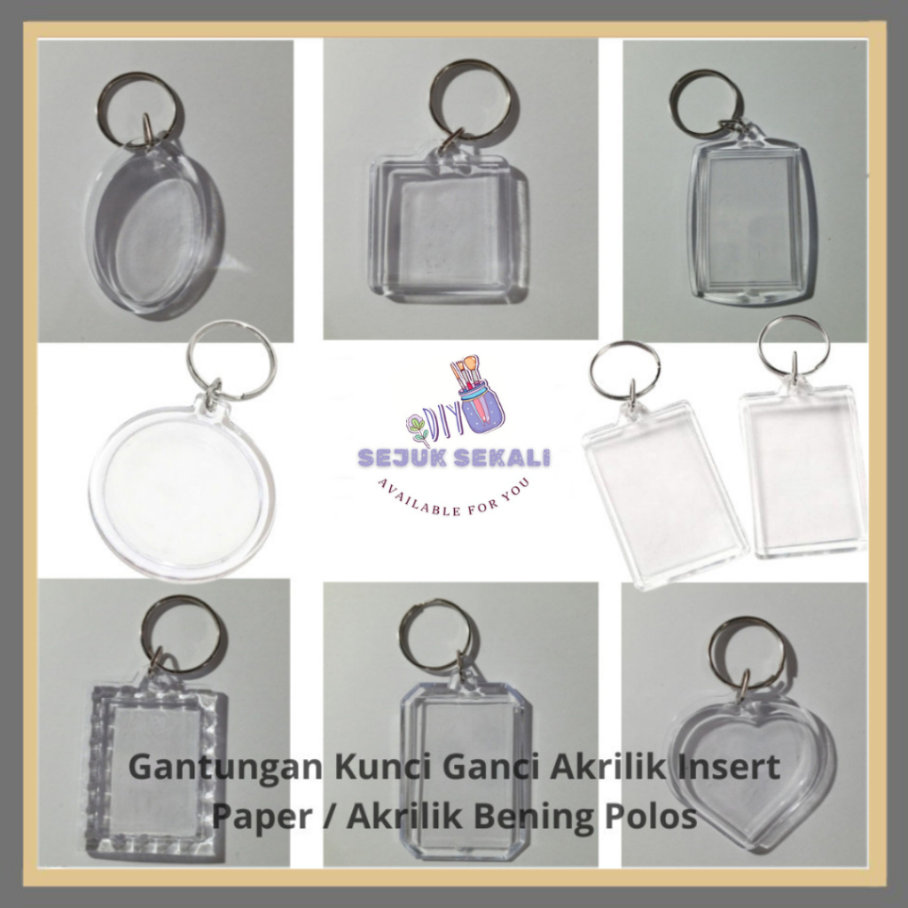 Gantungan Kunci Ganci Akrilik Insert Paper / Akrilik Bening Polos