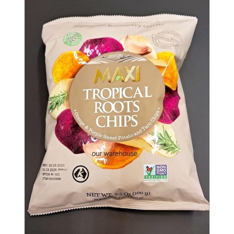 

MAXI Tropical Roots Chips, Keripik Ubi Talas 100 gram Gluten Free
