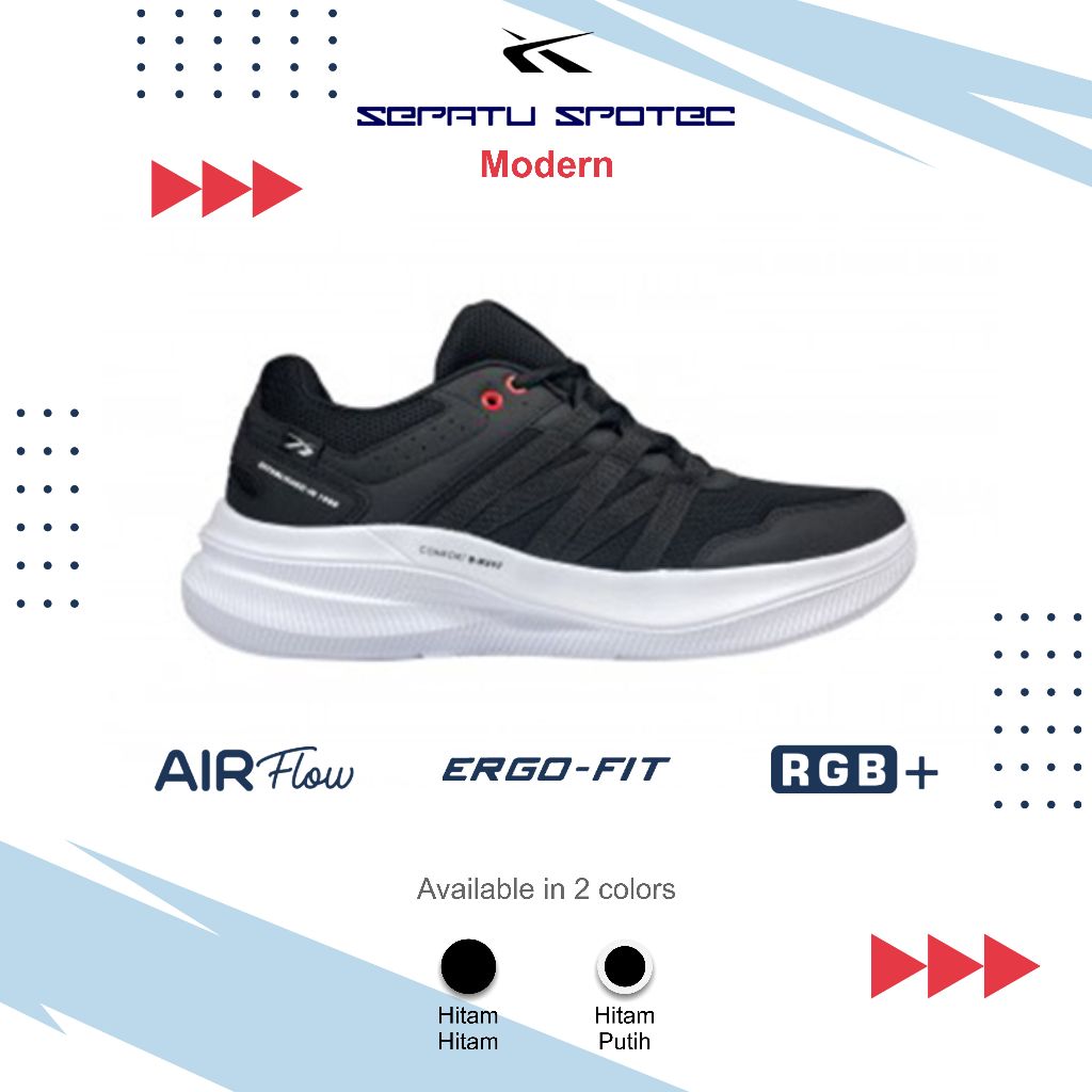 SPOTEC Sepatu Sekolah MODERN Hitam - Putih