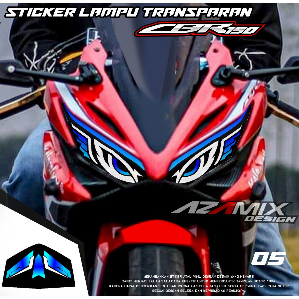 KODE 05 STIKER TRANSPARAN LAMPU CBR 150R FACELIFT 2019 - STIKER LAMPU CBR 150R 2019 VARIASI MATA