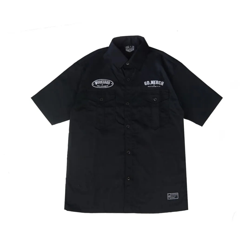 GD Merch - Workshirt GD Merch Workhard Black Series | Kemeja Distro Pria | Workshirt Pria Wanita | W