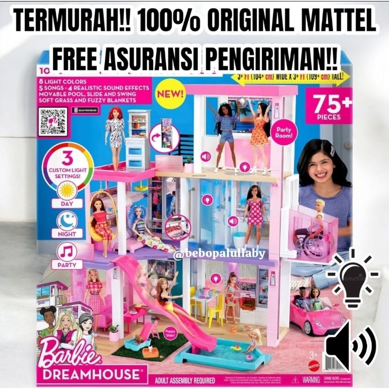 [ADA SUARA N LAMPU] RUMAH BARBIE DREAM HOUSE ORIGINAL TERMURAH DOLLHOUSE 75+ RUMAH BARBI BESAR HOME 