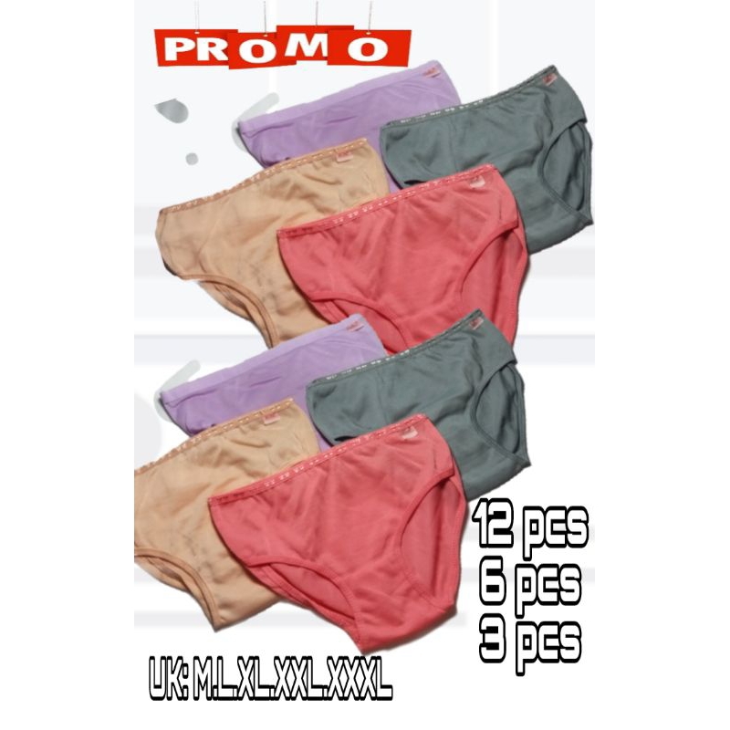 (COD) PROMO 12 PCS CELANA DALEM WANITA KATUN IMPORT / celana dalam wanita murah / Celana dalam wanit