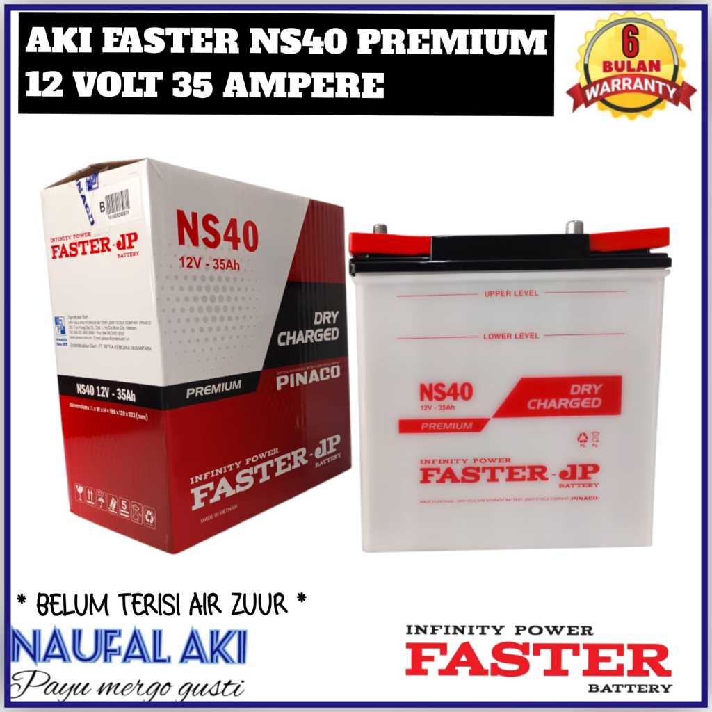 Aki Mobil Avanza/Rush/Espass/Terios/Xenia/Katana/Carry FASTER JP Premium NS40 35 AH garansi 6 bulan