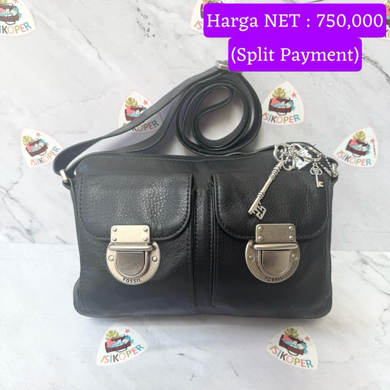 119 NET-Preloved Fossil Riley Crossbody Black