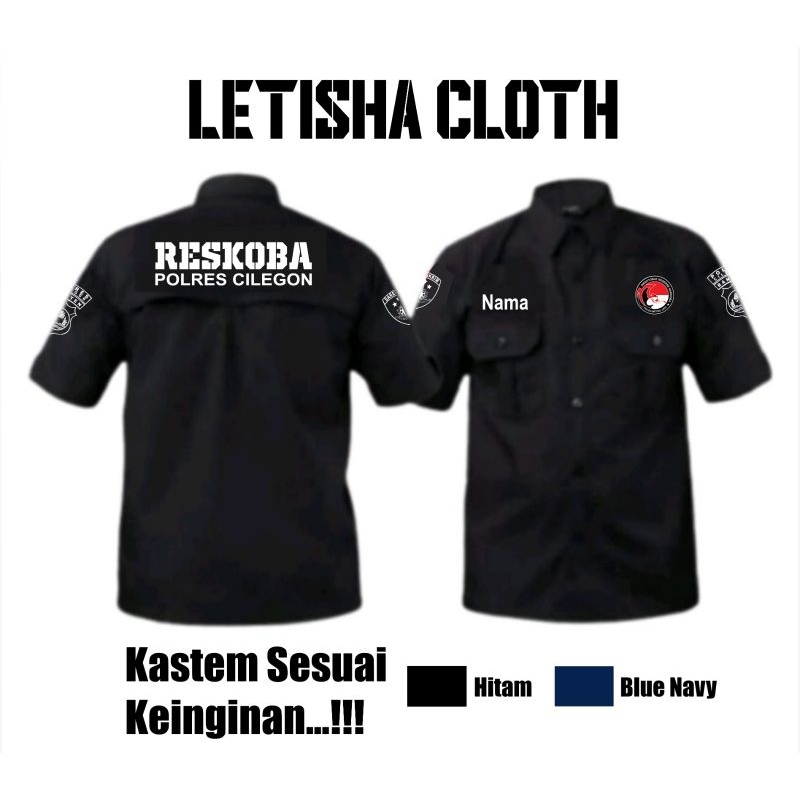 kastem bordir sesuai permintaan//reskoba//kemeja sat narkoba//kemeja polisi//seragam polisi//kemeja/