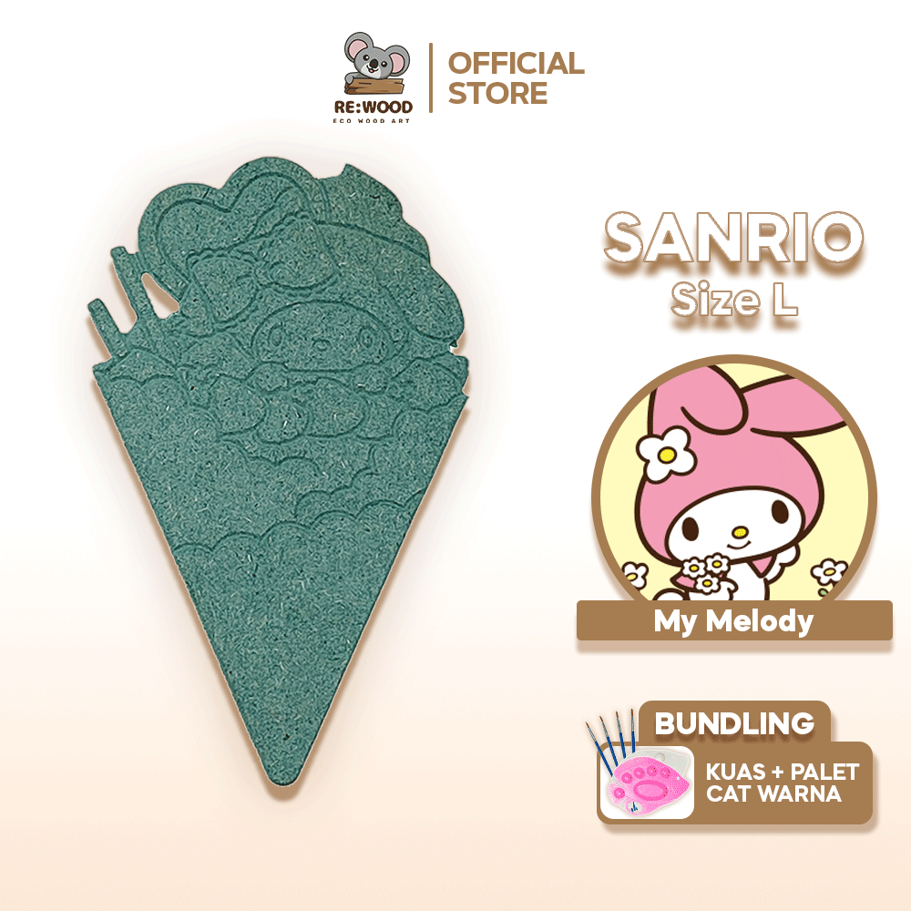 

Wood Painting My Melody Ice Cream | Size L | DIY Melukis Karakter Kanvas Kayu Seri Sanrio Es Krim